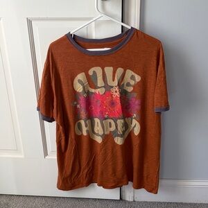 NATURAL LIFE Orange Tee with Floral Graphic